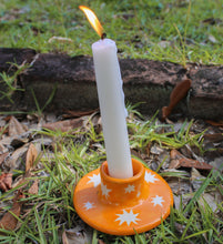 Load image into Gallery viewer, YELLOW STAR TAPER CANDLE HOLDER
