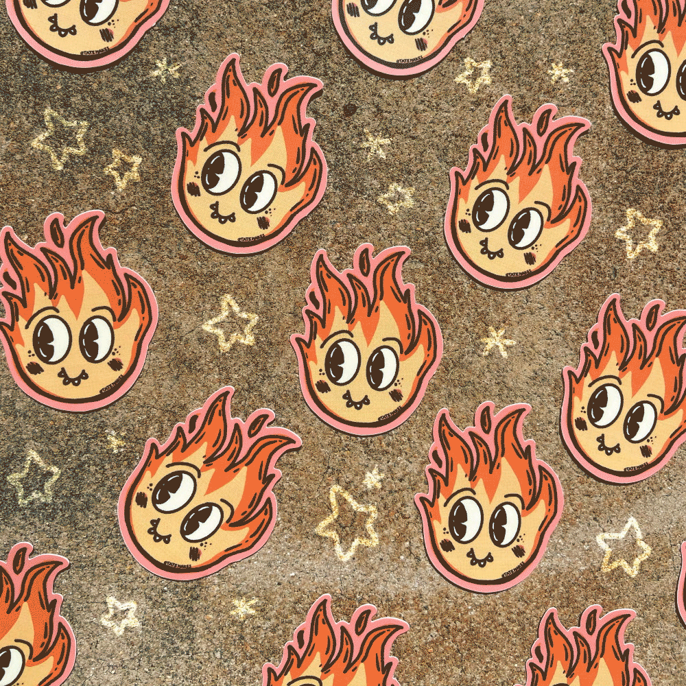 burning luv vinyl sticker